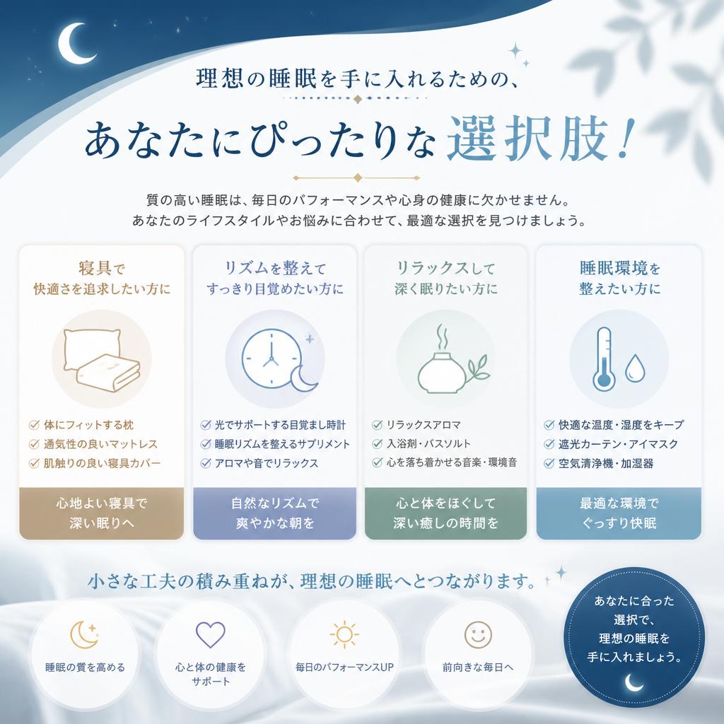 理想の睡眠を手に入れるための、あなたにぴったりな選択肢！