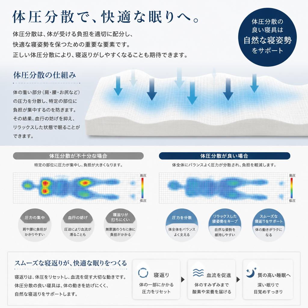 体圧分散の重要性:快適な寝姿勢のために
