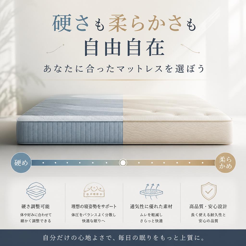 硬さも柔らかさも自由自在、あなたに合ったマットレスを選ぼう