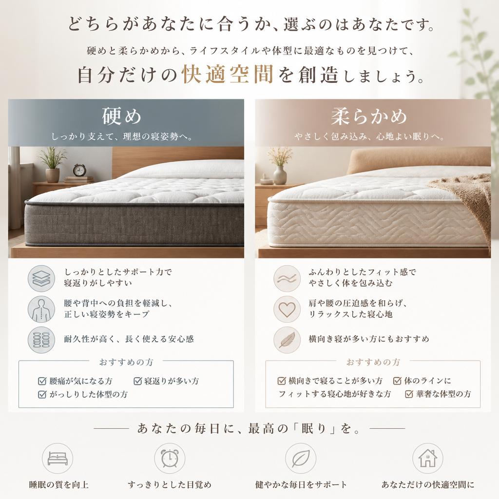 硬め・柔らかめ、自由自在
