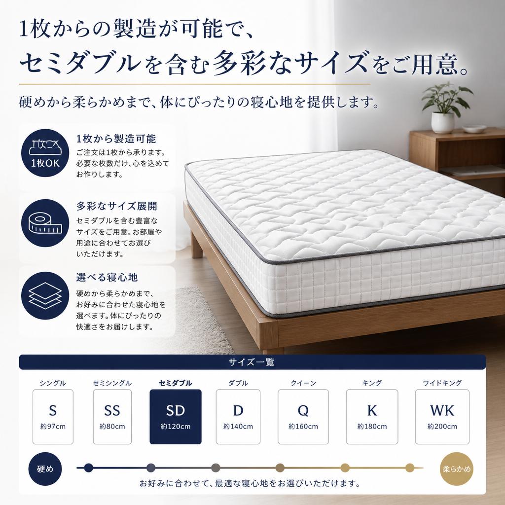 サイズや硬さの自由な選択