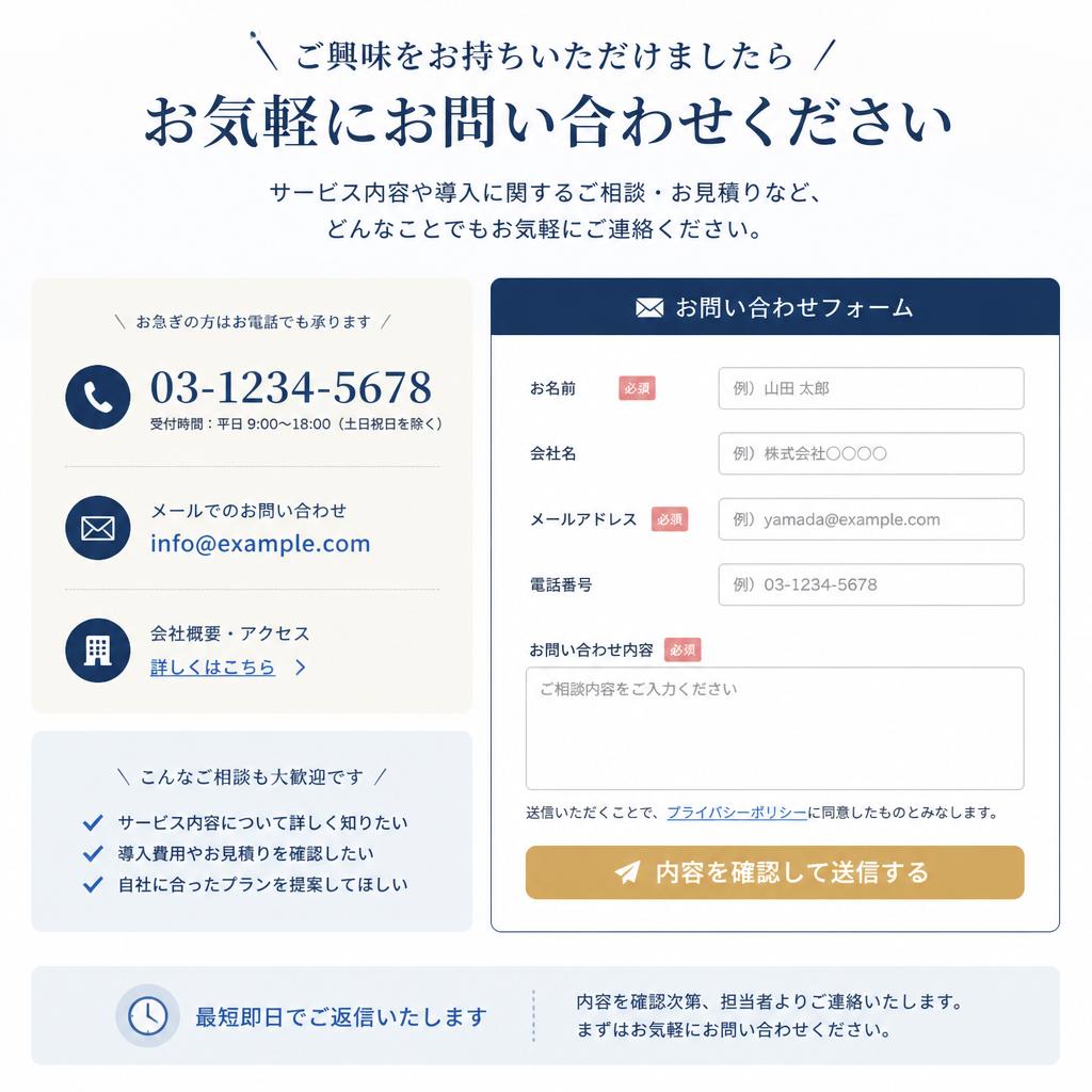 今すぐお問合せを！