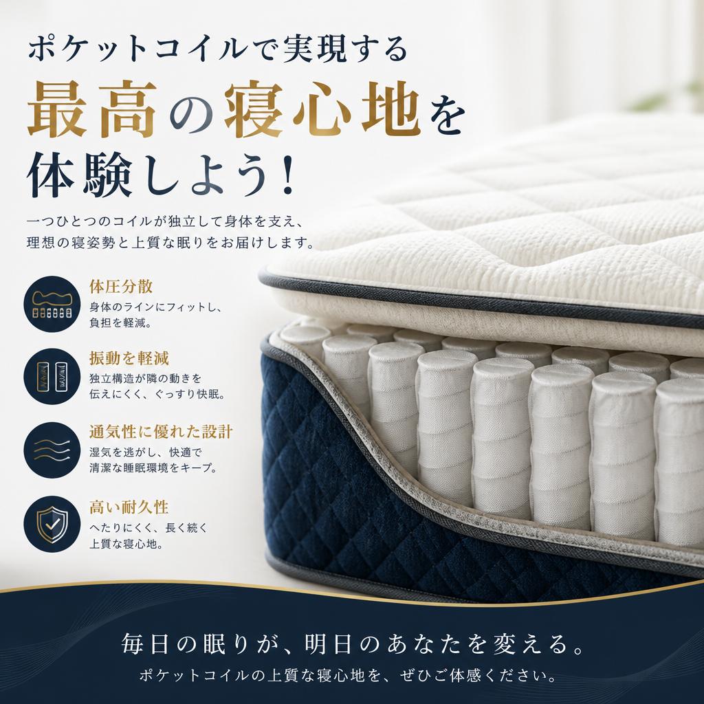 ポケットコイルで実現する最高の寝心地を体験しよう！